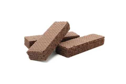 Sweet chocolate wafer biscuits isolated on white background Stock Photos