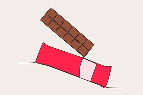 Sweet chocolate that was opened from the wrapper Stock Illustration