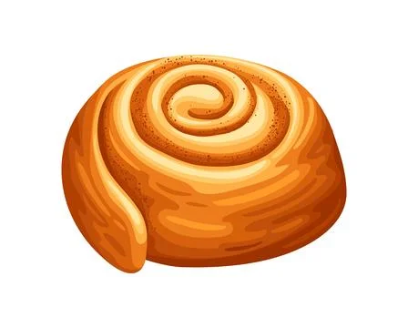 Sweet cinnamon bun, Danish roll bakery pastry 스톡 일러스트