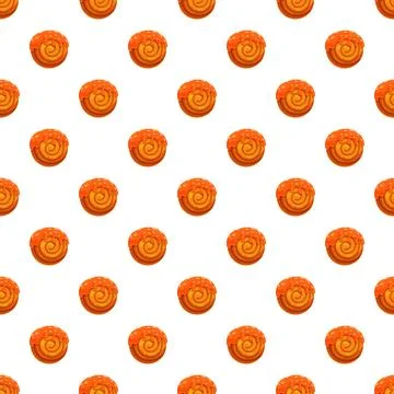 Sweet cinnamon bun rolls pattern with orange icing Stock Illustration
