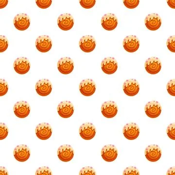 Sweet cinnamon roll swirl pattern on white background Stock Illustration
