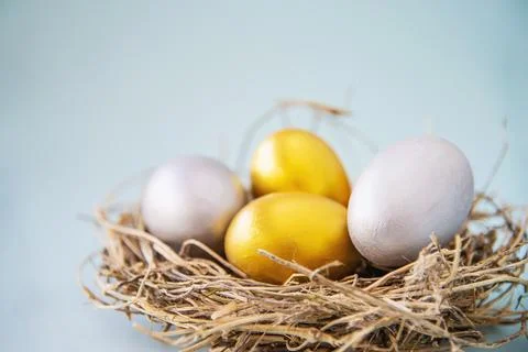 Sweet colorful Easter eggs background - national holiday celebration concepts Stock Photos