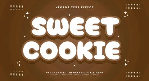 Sweet Cookie 3d editable text effect Template Illustrazione stock