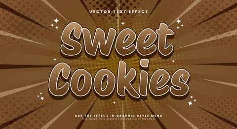 Sweet cookies editable text effect template 스톡 일러스트