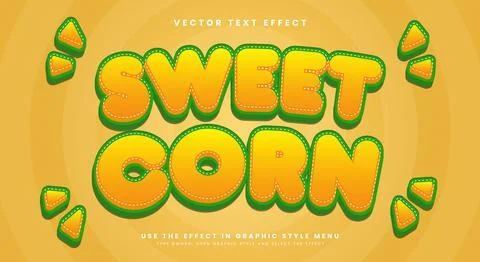 Sweet Corn 3D editable text effect Template Stock Illustration