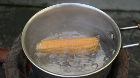 Sweet corn is being boiled, slow motion video. Stock Footage 291941618