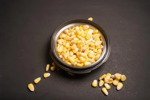 Sweet Corn : Corn kernels are small maize fruits containing a hard shell Stock-Fotos