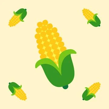Sweet corn fruit seamless for pattern fabric, simple sweetcorn fruit cute r.. Stock Illustration