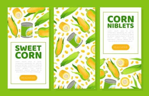 Sweet corn mobile app template. Natural organic farm product landing page Stock Illustration