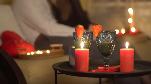 Sweet couple having a romantic dinner. Valentine's day celebration. Stock Footage 169048583