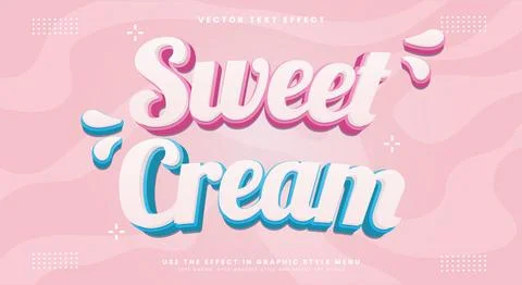 Sweet Cream 3d editable text effect Template Stock Illustration