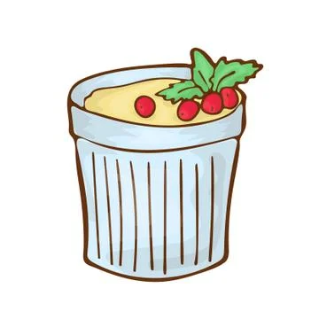 Sweet creme brulee dessert vector icon cartoon handdrawnn illustration. Stock Illustration