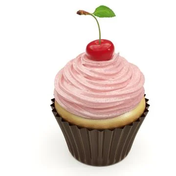 Sweet cupacake with cherry Stock Illustration