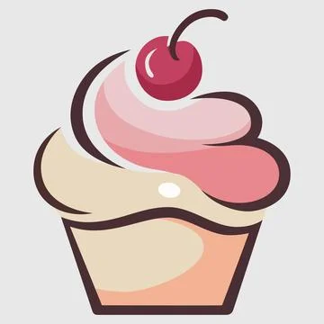 Sweet Cupcake with Cherry Topping Vector Illustration Stock Illustration