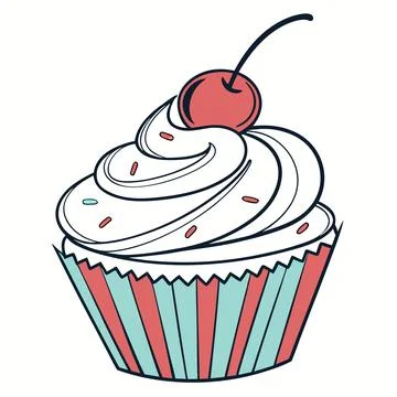 Sweet Cupcake Dessert Flat Vector Illustration Stock Illustration