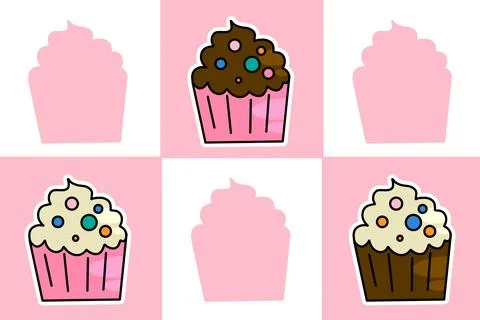 Sweet cupcake pattern Stock Illustration