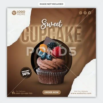 Sweet cupcake PSD-sjabloon