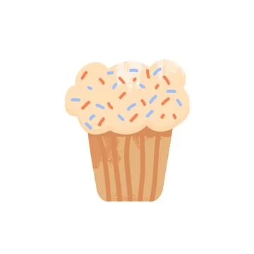 Sweet cupcake vector icon on white background. Chocolate cake, muffin dessert Stock Illustration