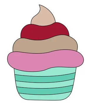 A sweet cupcake on white background Illustrazione stock