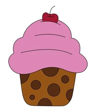 Sweet cupcake on white background Stock Illustration