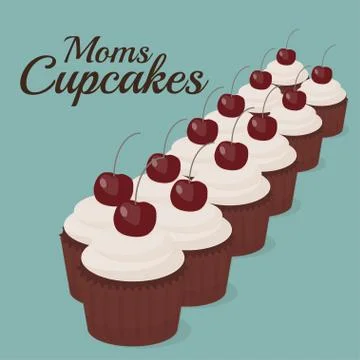 Sweet cupcakes with text Stock Illustration
