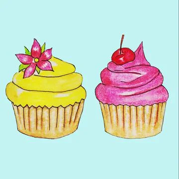 Sweet cupcakes,fruit Stock Illustration