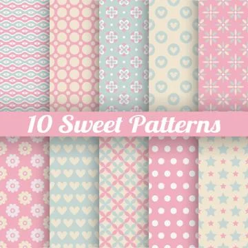 Sweet cute vector seamless patterns (tiling) Illustrazione stock