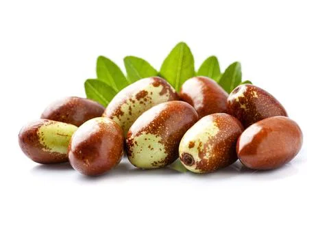 Sweet dates with leaves Stock Photos