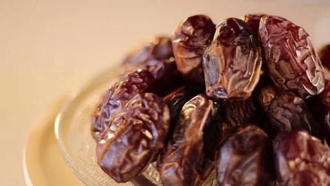 Sweet dates in a plate Stock Footage 74177003