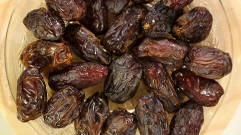 Sweet dates in a plate Stock Footage 74177273