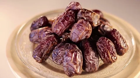 Sweet dates in a plate Stock Footage 74177374