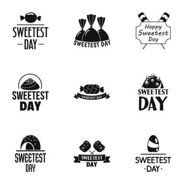 Sweet day logo set, simple style Stock Illustration