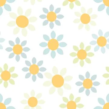 Sweet Delicate Daisy Repeating Vector Pattern On White Stock Illustration