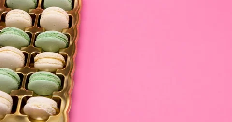 Sweet delicious macaroons in a box Stock Footage 102778540