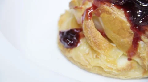 Sweet desert - Puff bun with cherry - detail 스톡 동영상 48395913