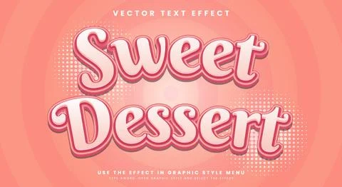 Sweet Dessert 3d editable text effect Template Stock Illustration
