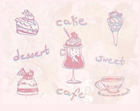Sweet dessert background Stock Illustration