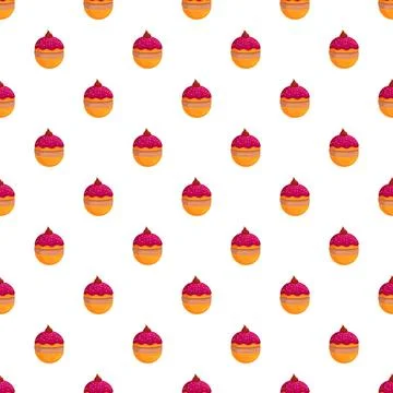 Sweet dessert bun pattern repeated on white background Stock Illustration