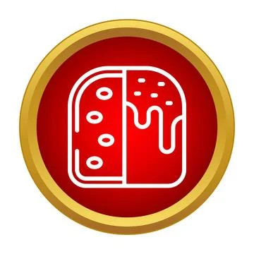Sweet dessert cake or bread icon on red circle Stock Illustration