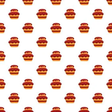 Sweet dessert cakes seamless pattern on white background Stock Illustration