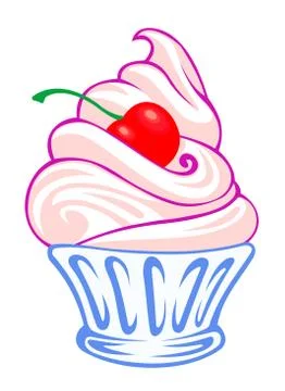 Sweet dessert with cherry Stock Illustration