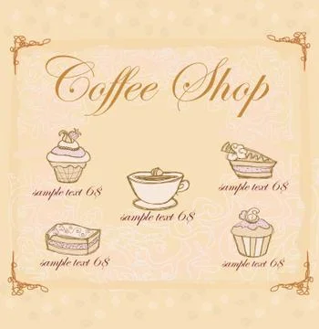 Sweet dessert coffee background Stock Illustration