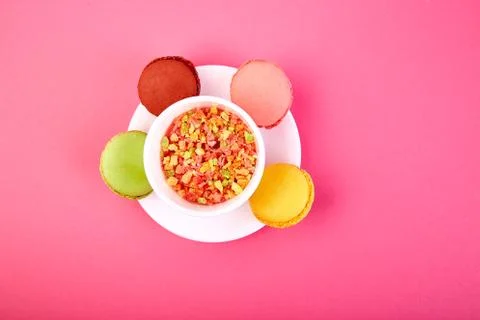 Sweet Dessert Macaron or macaroon Fotos Stock