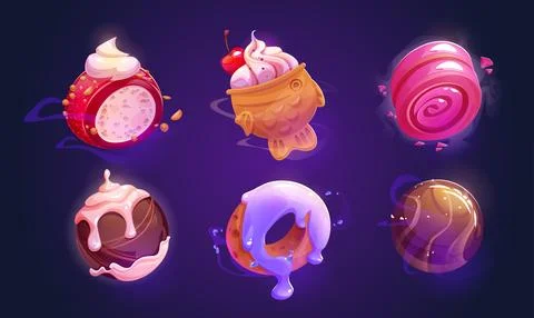 Sweet dessert planets set Stock Illustration