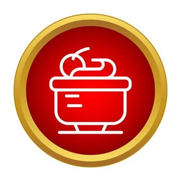 Sweet dessert pudding icon with cherry and whipped cream Stock Illustration