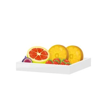 Sweet dessert in rectangular plastic box isolated on white background Illustrazione stock