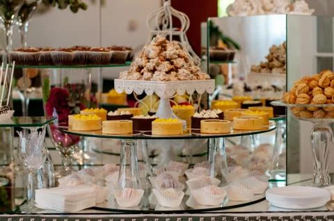 Sweet desserts on the table Stock Photos