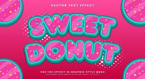 Sweet Donut 3d editable text effect 스톡 일러스트