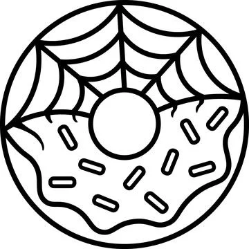 Sweet donut decorated with spiderweb icing pattern Illustrazione stock