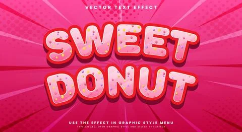 Sweet Donut editable text effect Template Stock Illustration